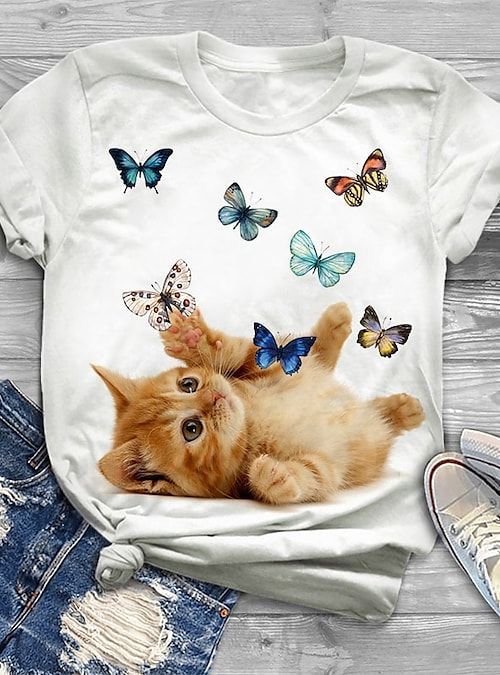 CAMISETA DAMA GATO-MARIPOSA 313