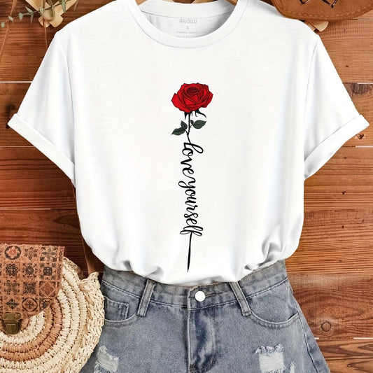 CAMISETA DAMA ROSA ROJA LOVE YOURSELF