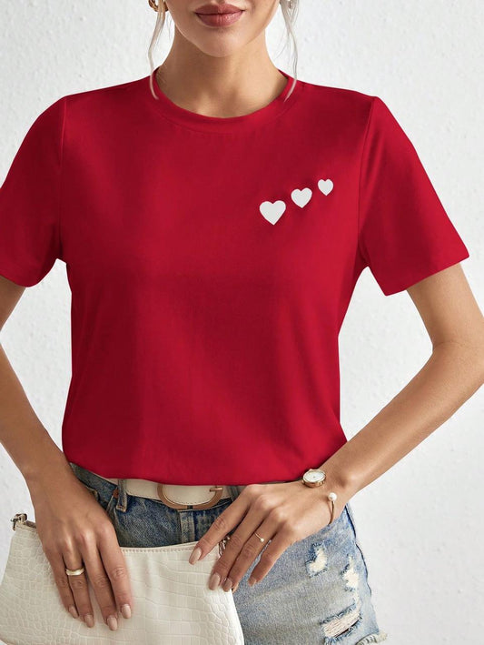 CAMISETA ROJA DAMA TRES CORAZONES