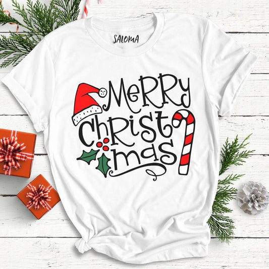 CAMISETA BLANCA NAVIDAD MERRY CHRISTMAS 231209